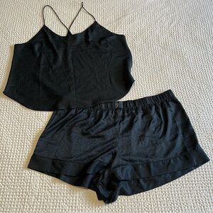 Victoria’s Secret Black Leopard Print Satin Pajama Set Size XXL